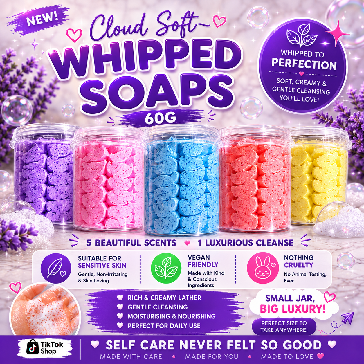 Whipped Soap 60g, Vegan Friendly