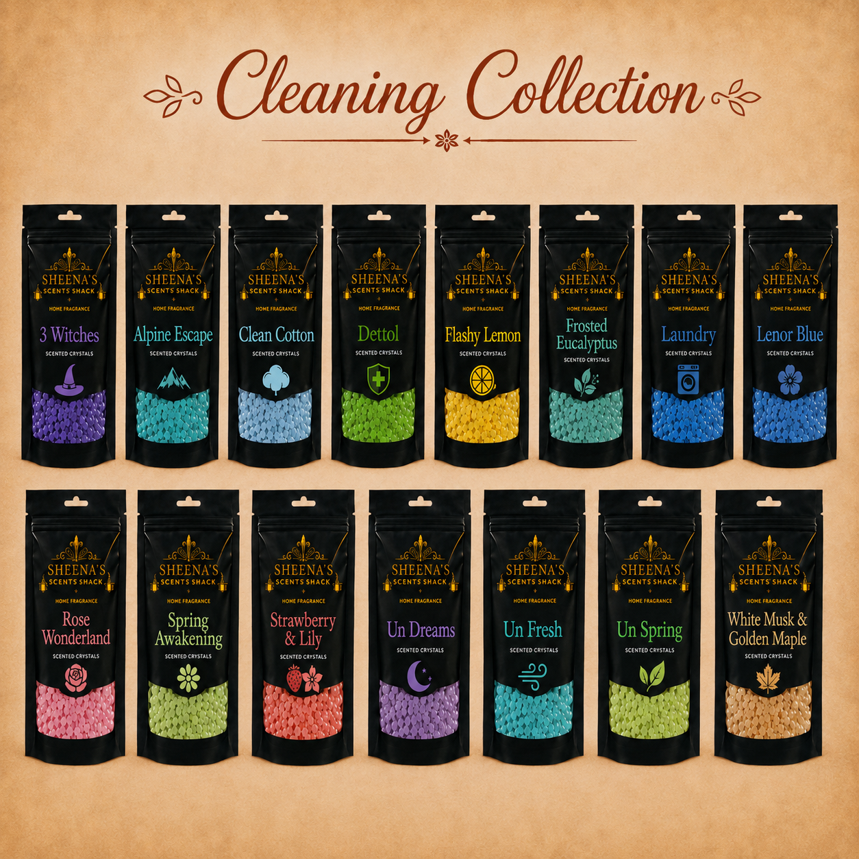 Cleaning Collection, 15 x 60g bags of highly scented sizzlers