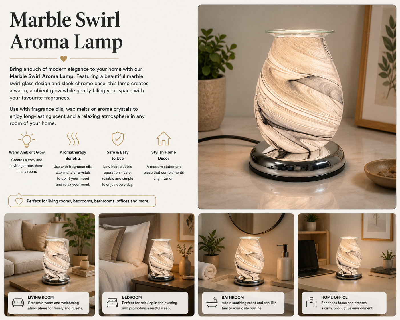 Marble Swirl Aroma Lamp